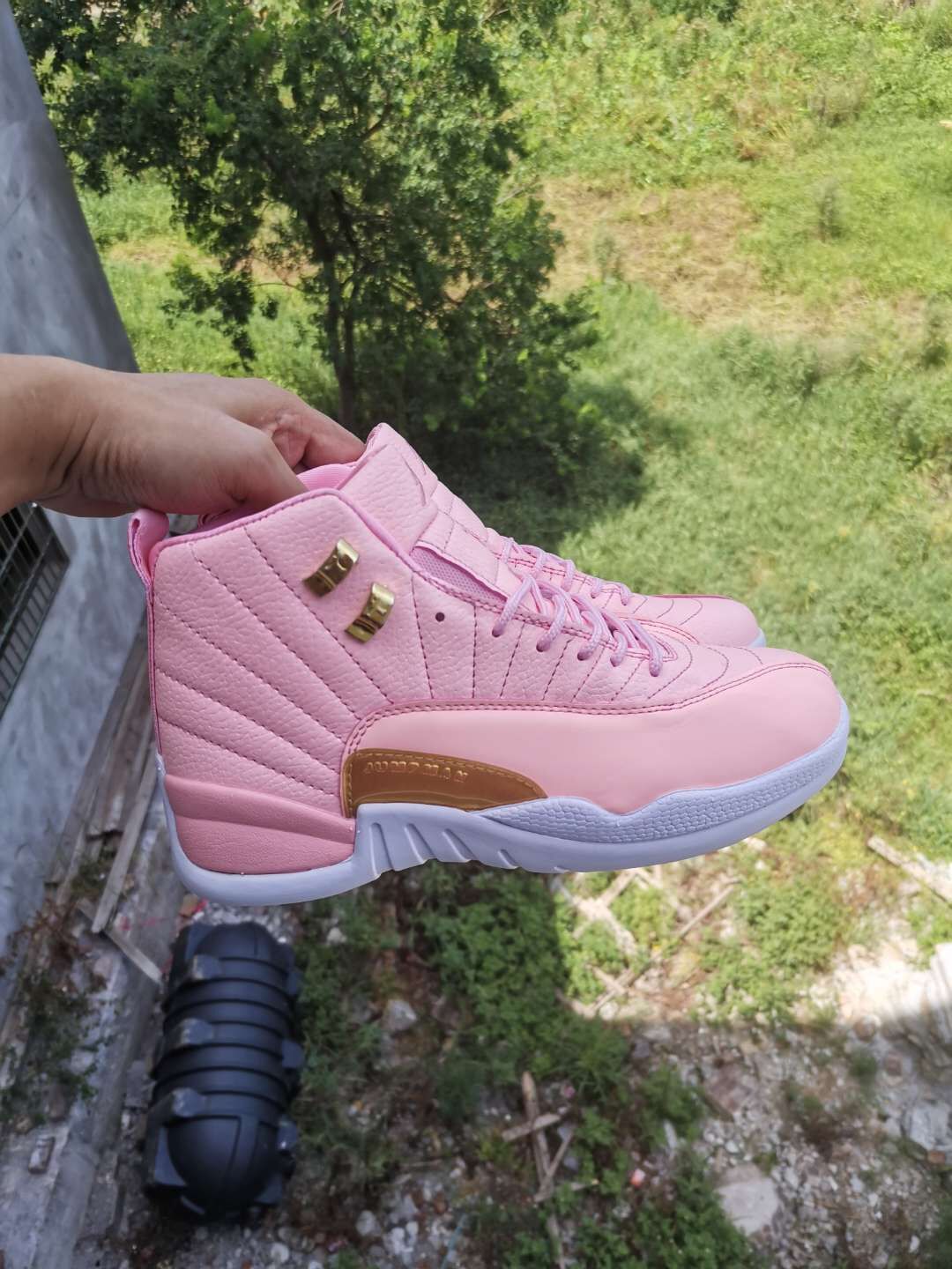 New Women Air Jordan 12 Retro Pink White - Click Image to Close